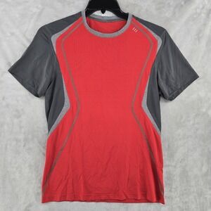 Lululemon Mens‎ Athletic Shirt Size Small Red Gray Polyester Wicking Streach Gym